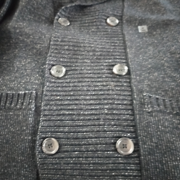 Express Double Breasted Grey Knit Sweater M Tall - Picture 4 of 13